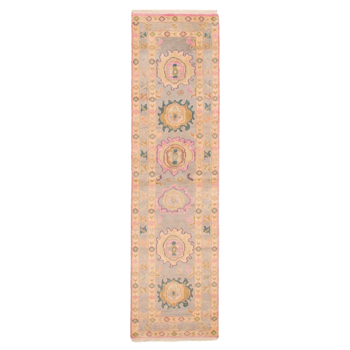 ECARPETGALLERY Hand-knotted Modern Oushak Grey Wool Rug - 2'6 x 9'9