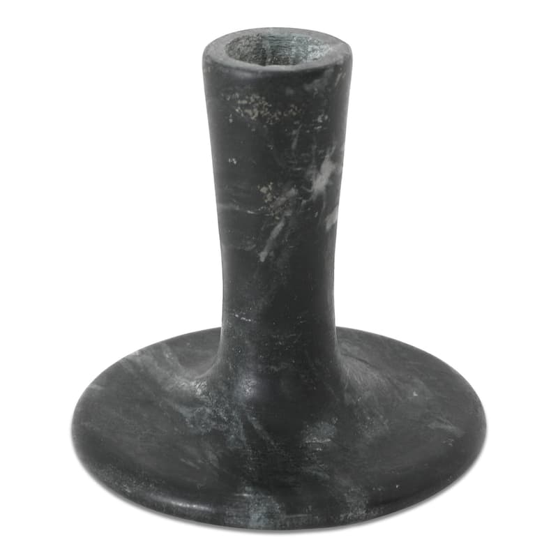 NADAAL STUDIOS Ira, Tall Candle Holder Solid Marble, Black Vein - 4 X 4 X 4 - Black