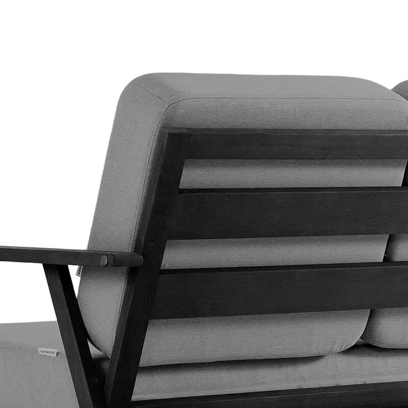 Teak Frame Outdoor Loveseat Daybed with Water-Resistant Cushions.