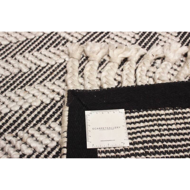 ECARPETGALLERY Braid weave Sienna Black Wool Rug - 5'0 x 7'4