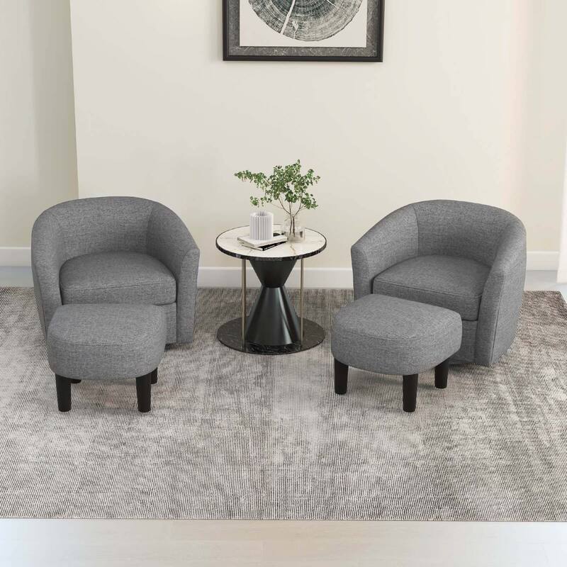 Costway Swivel Barrel Chair with Ottoman Footrest Curved Backrest & - See Details