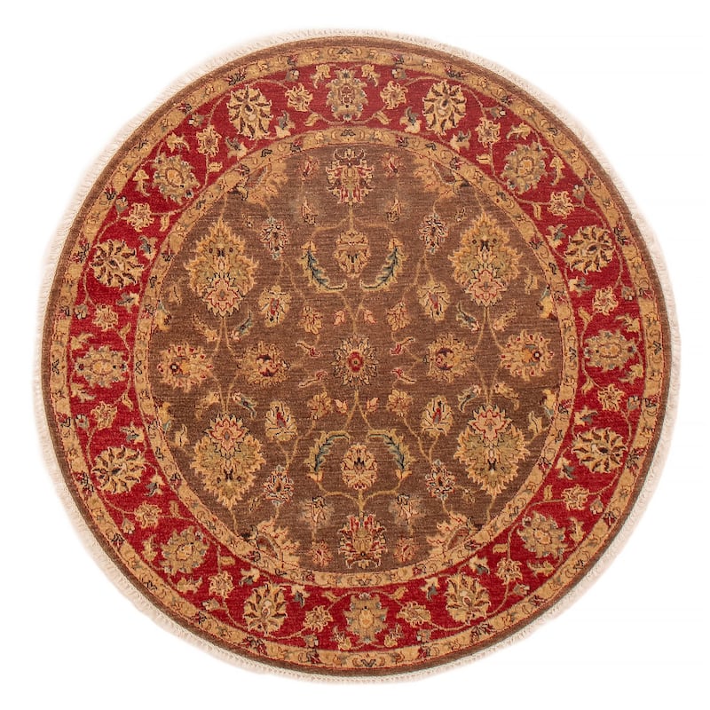 ECARPETGALLERY Hand-knotted Jamshidpour Brown Wool Rug - 5' x 5' - Brown - 5' x 5' - Round