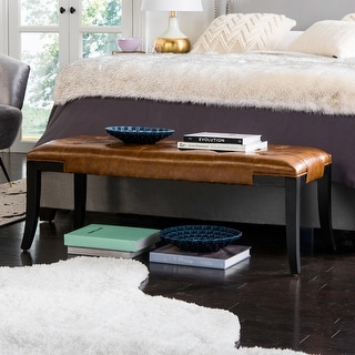 SAFAVIEH Tyler Bicast Leather Saddle Bench - 47" x 20" x 18"