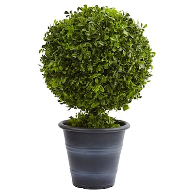 Ball Topiary - 23In. Faux Greenery Decor - Lush Indoor Plant for Home, Office, Hallway, Mantel - 1.92ft.
