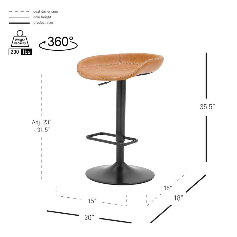 NPD Furniture Rogue KD Faux Leather Gaslift Bar Stool (Set of 2)
