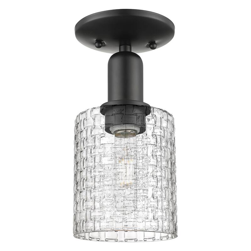 Innovations Lighting Endless Possibilities Arcadia - Cobbleskill - 1 Light 5" Basketweave Semi-Flush Mount - Matte Black