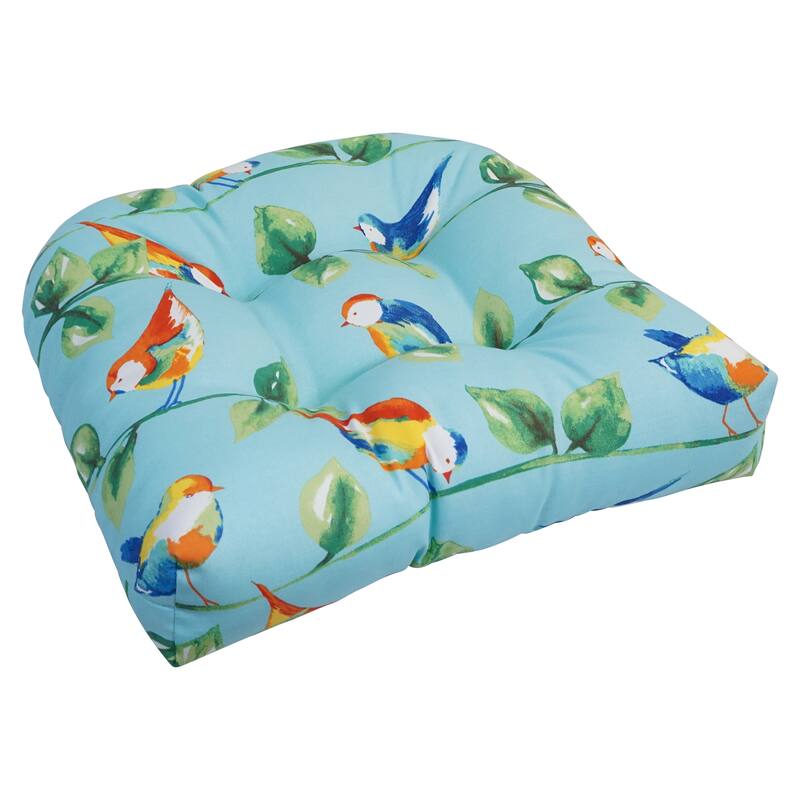 Blazing Needles 19-inch U-Shaped Polyester Outdoor Tufted Dining Chair Cushion