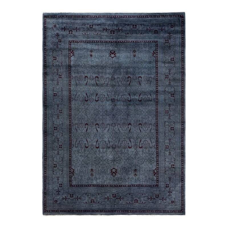 Fine Vibrance One-of-a-Kind Hand-Knotted Area Rug - Gray, 6' 2" x 9' 1" - 6' 2" x 9' 1"