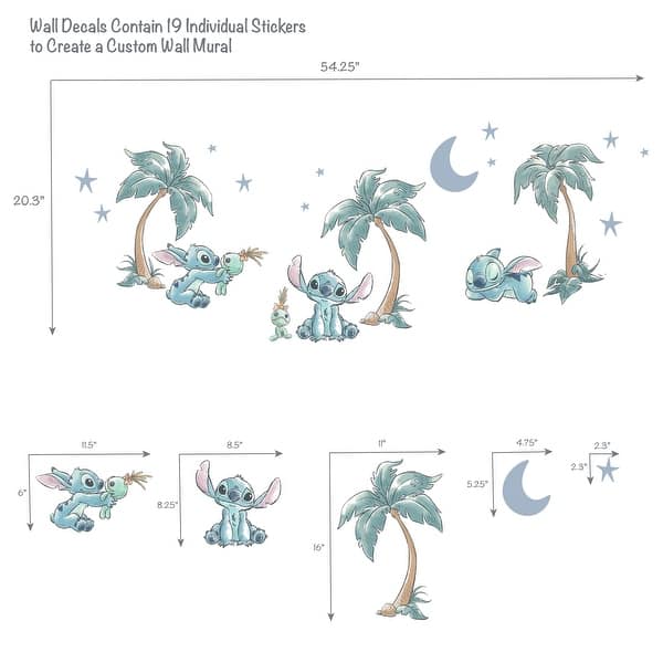 Bedtime Originals Disney Stitch Mural-Like Nursery Wall Decals / Stickers
