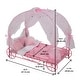 preview thumbnail 4 of 7, Badger Basket Royal Carriage Metal Doll Bed with Canopy, Bedding and LED Lights - Pink/White/Stars - 22.5" x 11.75" x 18.5"