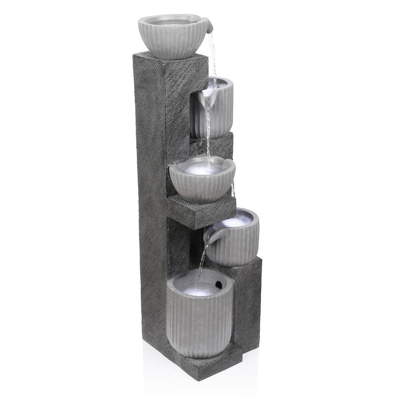 5-Tiered Pot Fountain with LED Lights