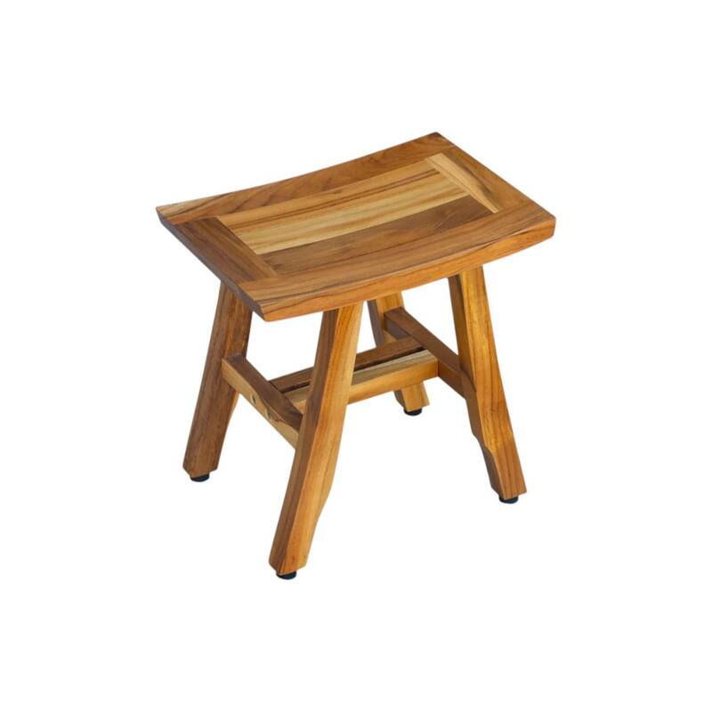 HomeRoots 14" Natural Teak Curvilinear Shower Bench