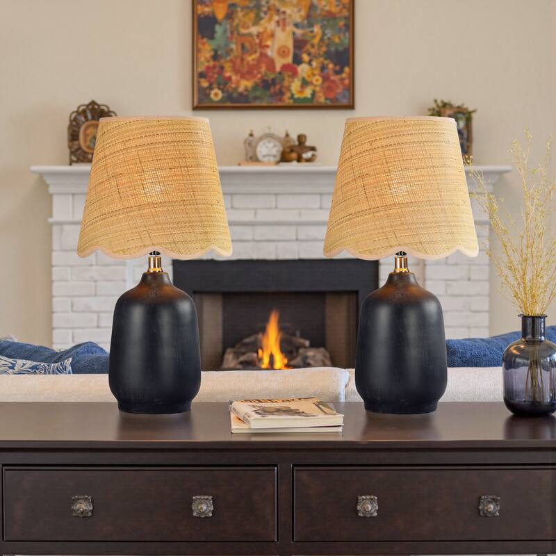 Traditional Ceramic Woven Table Lamp for Living Room
