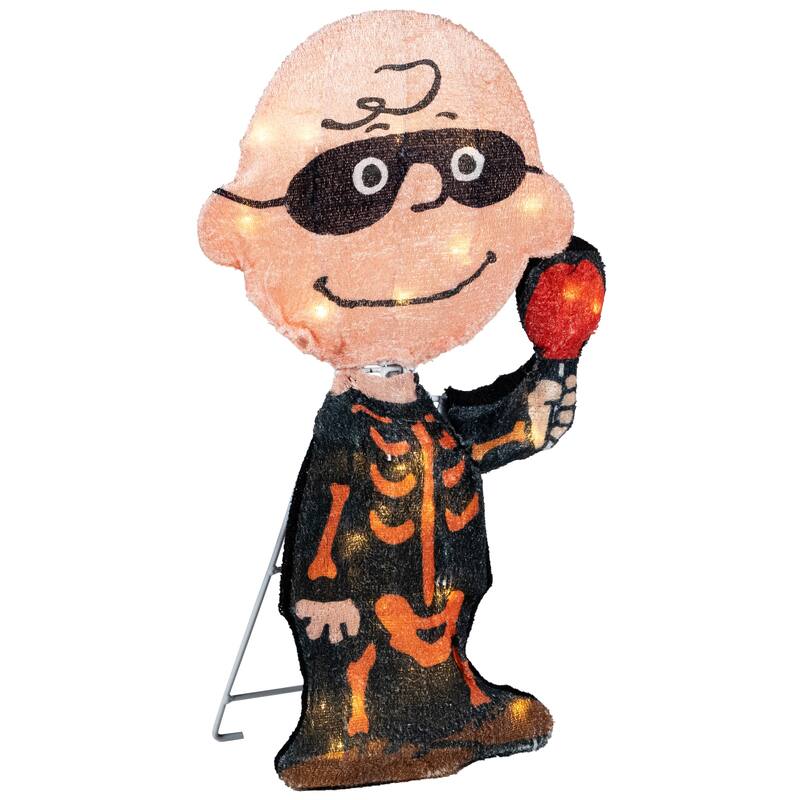 LED Lighted Charlie Brown Bones Outdoor Halloween Yard Decoration - 18"