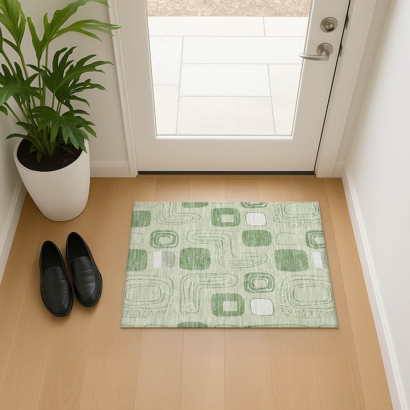 Premium Washable Super Soft Contemporary Elements Mayfield Rug - Mint - 1'8" x 2'6"