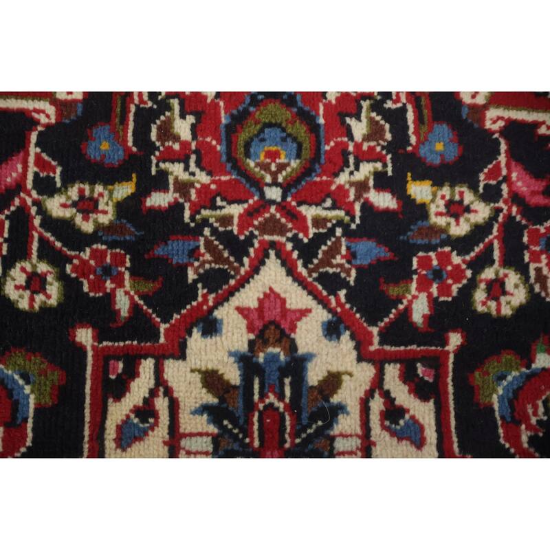Hand Knotted Oriental 100% Wool Carpet Traditional Floral Red Kashan Area Rug - 11' 4'' X 7' 8''
