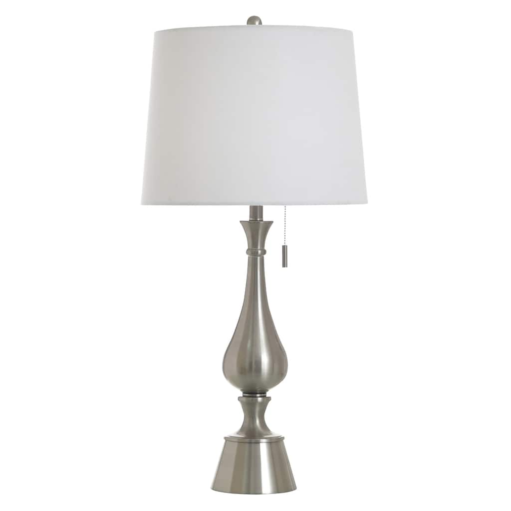 StyleCraft Steel Table Lamp - Brushed Steel - White Shade