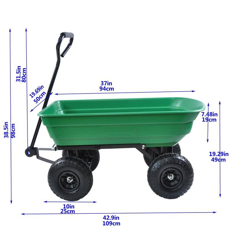 Folding Wagon Dump Cart with Steel Frame and 10-in. Pneumatic Tires