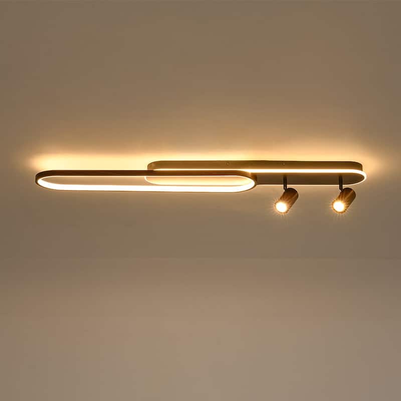 Shaker Farmhouse Linear Wood Dimmable LED Flush Mount Spotlight