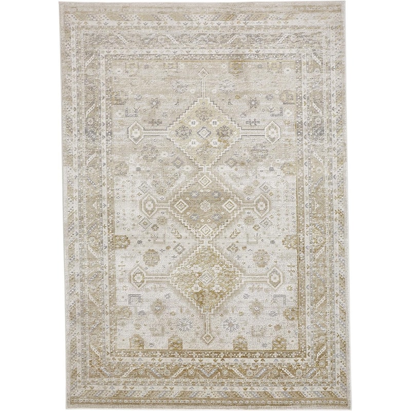 Grand Bazaar Tripoli Machine Made Persian Modern Area Rug - 1'8" x 2'10" - Gold/Ivory
