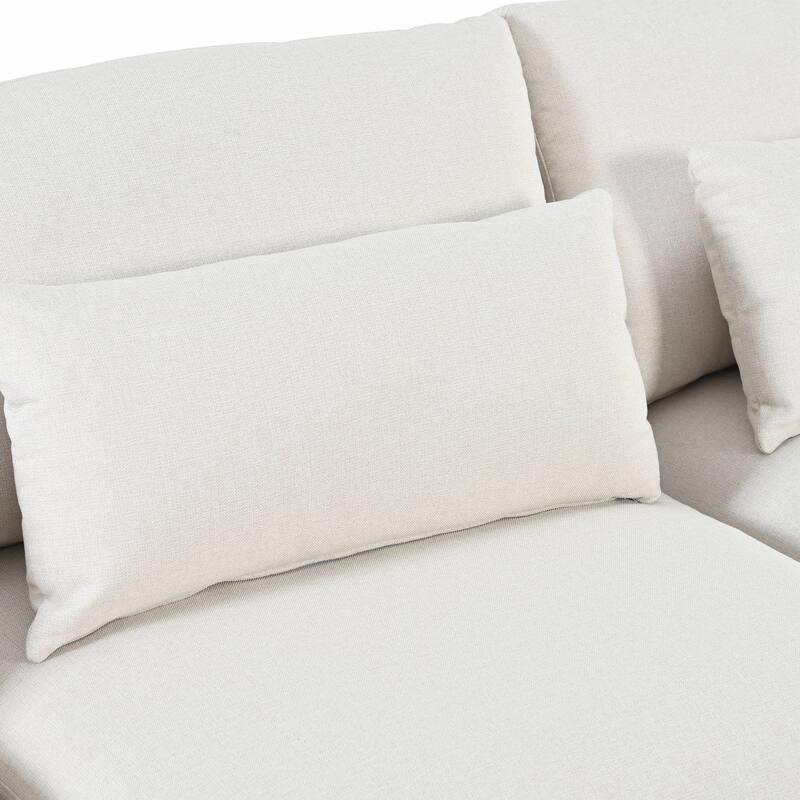 109.80 in Wide Square Arm Polyester L-shaped Removable Back Cushions Sofa