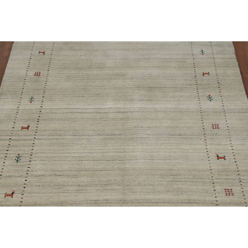 Little Animals Gabbeh Indian Area Rug Hand-Knotted Wool Carpet - 5'1" x 7'8"