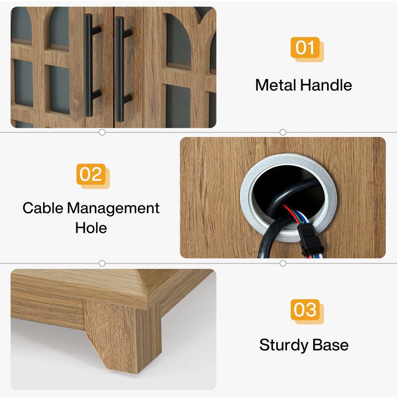 Farmhouse End Side Table with Charging Station & LED Light