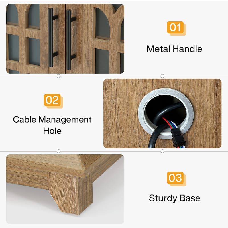 Farmhouse End Table with Charging Station & LED Light