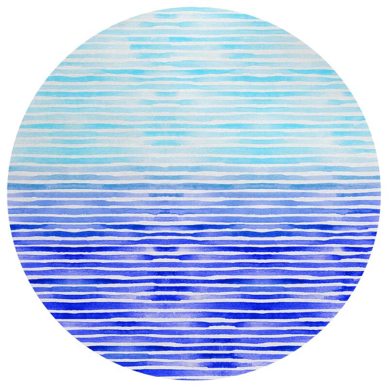 Indoor/ Outdoor Surfside Ombre Washable Rug New - Blue - 8' x 8'