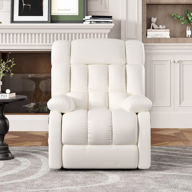 Upholstered Rocker Recliner Chair with Side Pocket, Ergonomic 110°-160°Adjustable Reclining Chairs, Sofa Chair with Footrest