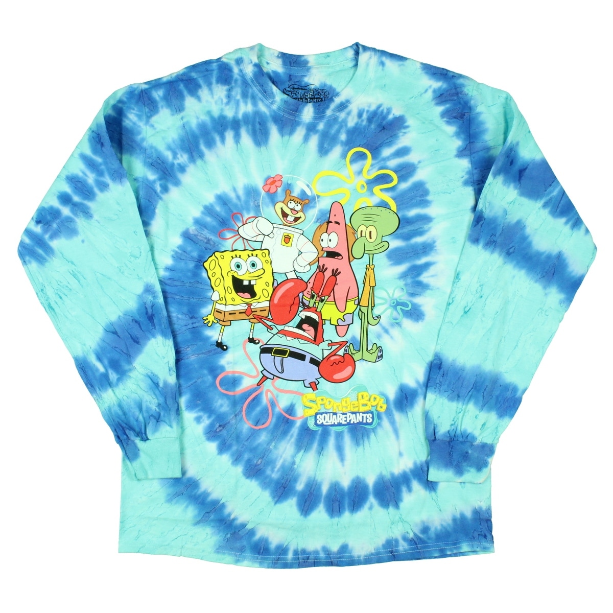 Shop Spongebob Squarepants Men S Under The Sea Tie Dye Long Sleeve T Shirt Overstock 31810863