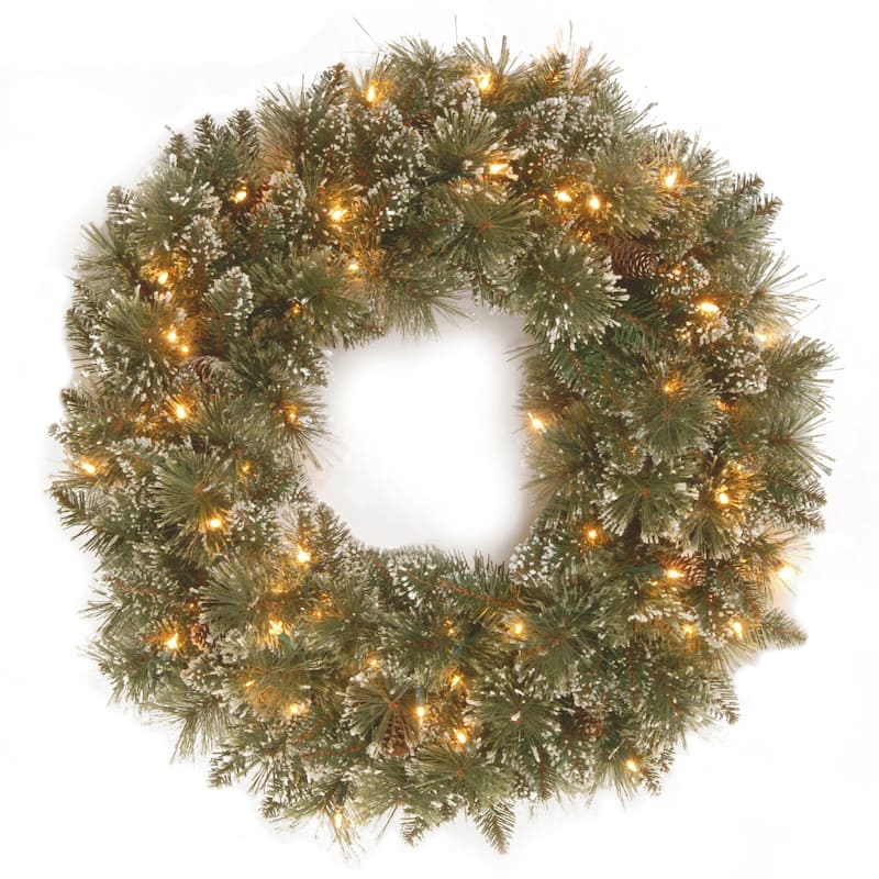 National Tree Company 2 ft. Glittery Bristle® Pine Wreath with Twinkly™ LED Lights - 2 ft