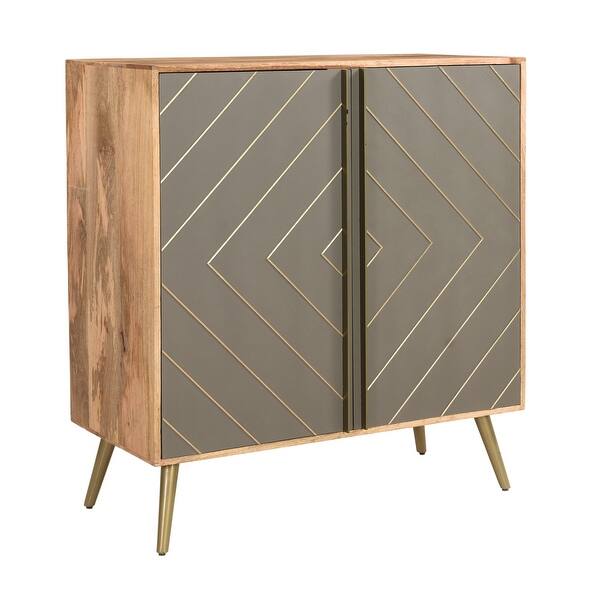 slide 2 of 7, Somette Natural & Cement Grey Two Door Bar Cabinet
