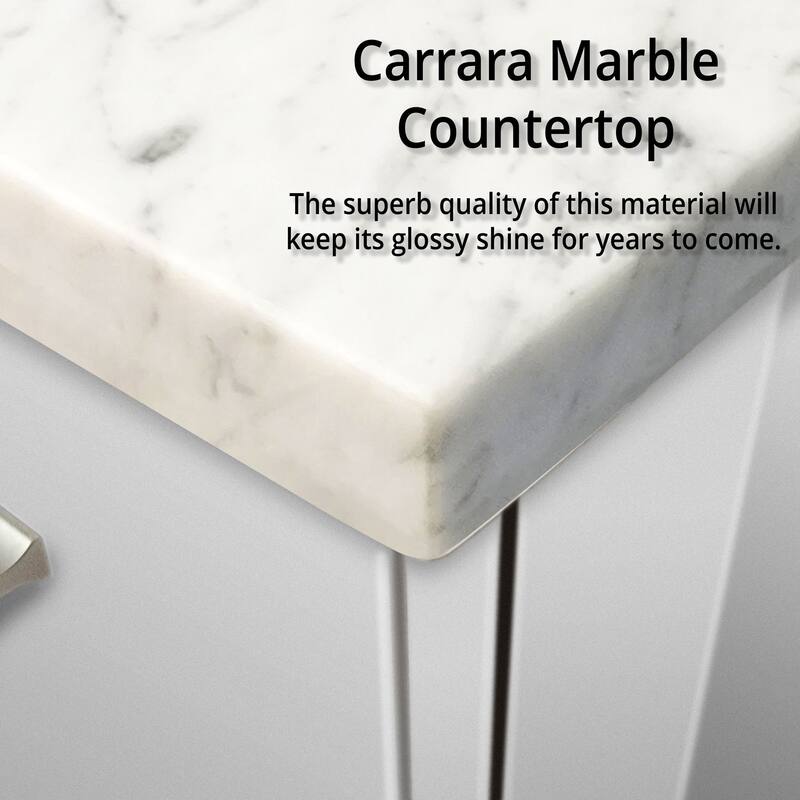 Bathroom Vanity with Marble Top, Soft Close Cabinet, Spacious Storage, and Mirror Included - Scratch and Stain Resistant
