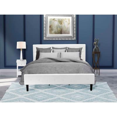 Bed Set - 2 Piece Velvet Bed Frame & Nightstand - Tufted Headboard - Elegant Bedroom Furniture