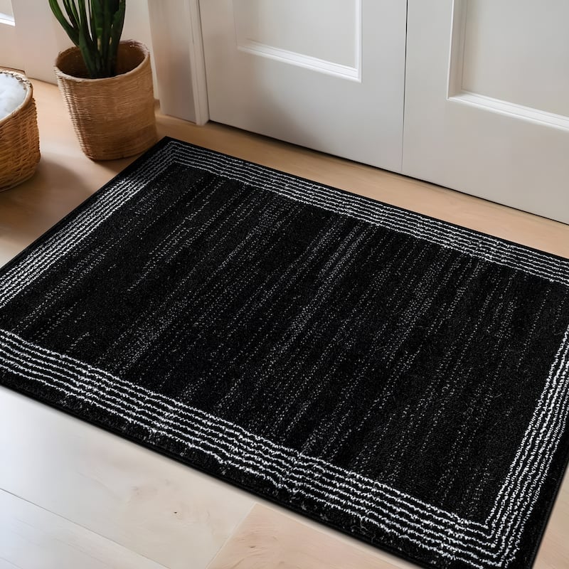 World Rug Gallery Modern Geometric Border Area Rug - 2' x 3'