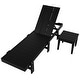preview thumbnail 22 of 113, Shoreside Modern Poly Eco-Friendly All Weather Reclining Chaise Lounge With Wheels and Side Table (2-Piece Set)