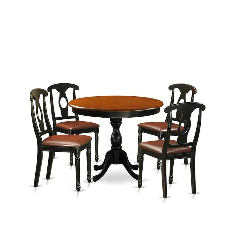 HomeStock 5-Piece Black and Cherry Finish Solid Wood Top Dining table with 4 Chairs
