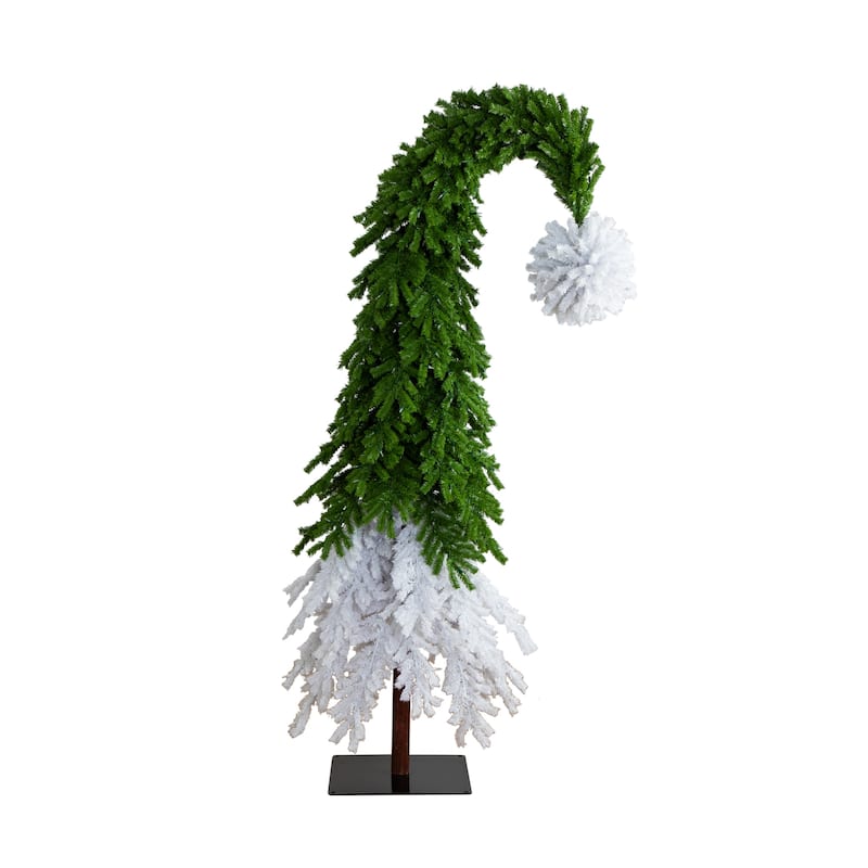 Pre-Lit Santa's Hat Artificial Pine Christmas Tree with Stand - 9’ - Warm White LED Lights - 9 Foot