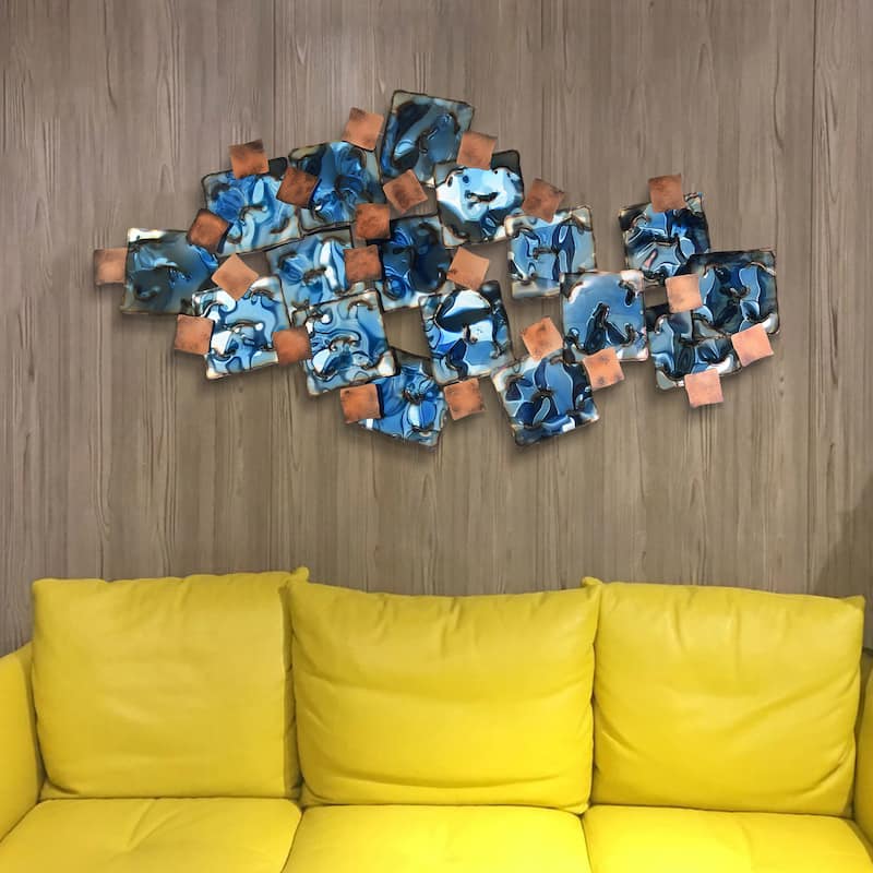 Colorful Hand Painted Etched Metal Wall Sculpture