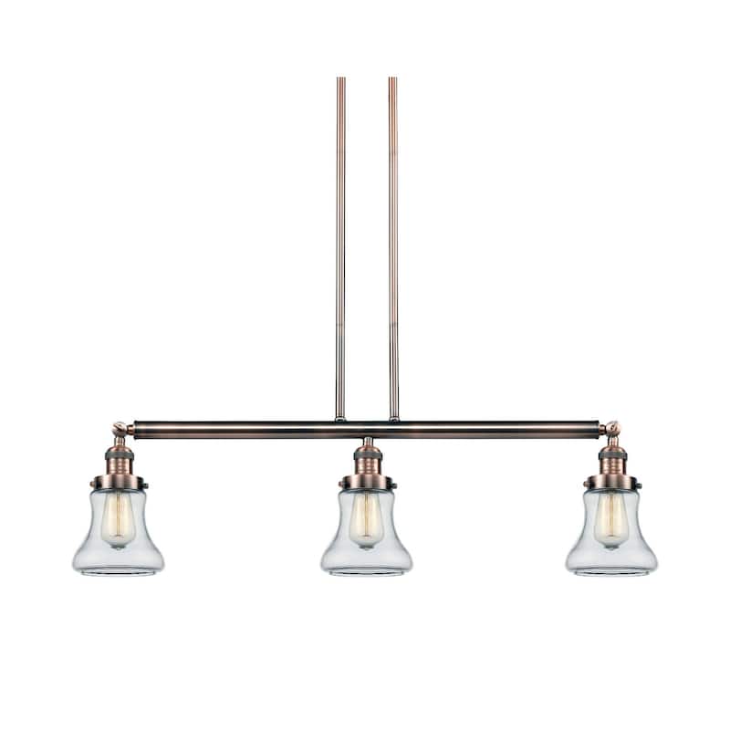 Innovations Lighting Bellmont 3 Light 39" Wide Linear Chandelier - Antique Copper / Clear