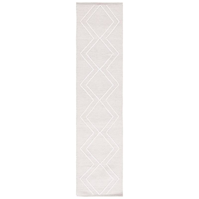 SAFAVIEH Handmade Kilim Ljudmilla Moroccan Boho Rug - 2'3" x 9' Runner - Light Grey/Ivory
