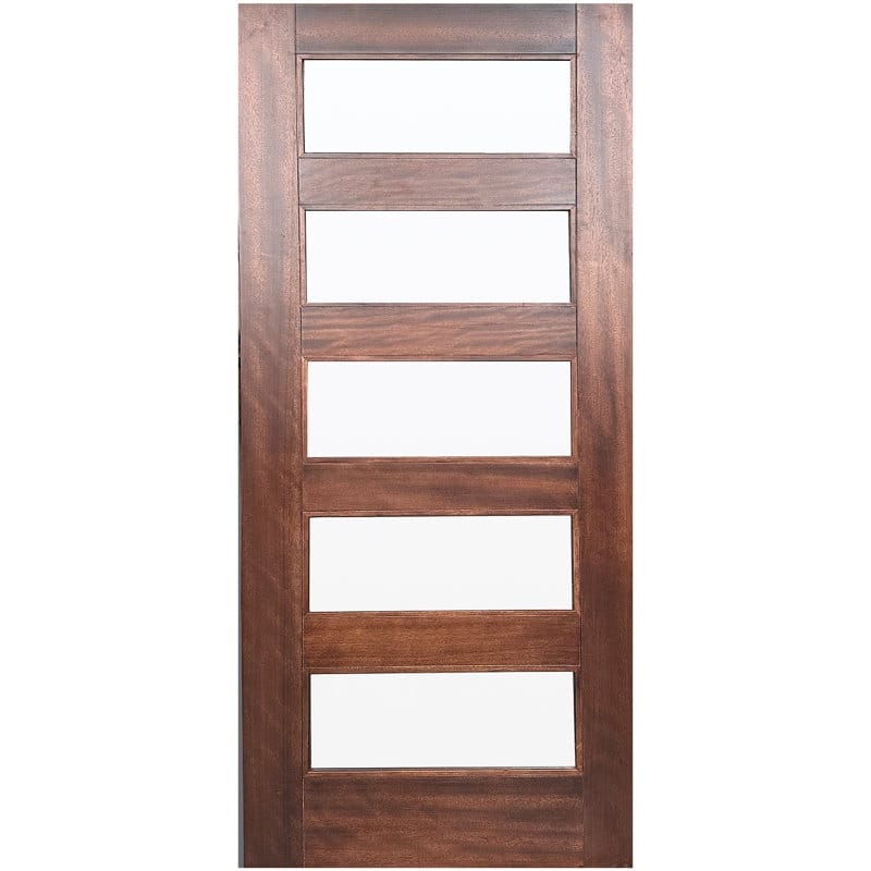 Contemporary African Mahogany Unfinished Exterior Solid Core Wood Door