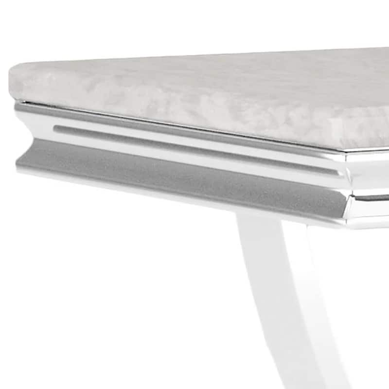 Wety Side End Table, 24 Inch Faux Marble Top, Curved Chrome Pedestal