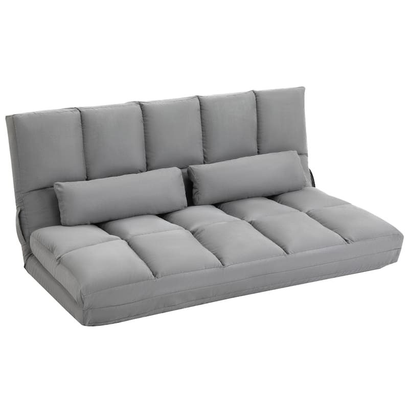 Light Gray Modern 51.3" Folding Upholstered Loveseat Chaise Lounges Chair with 2 Pillows and Adjustable Backrest