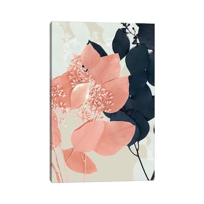 iCanvas "Indigo & Blush Leaves I" by Jennifer Goldberger Canvas Print