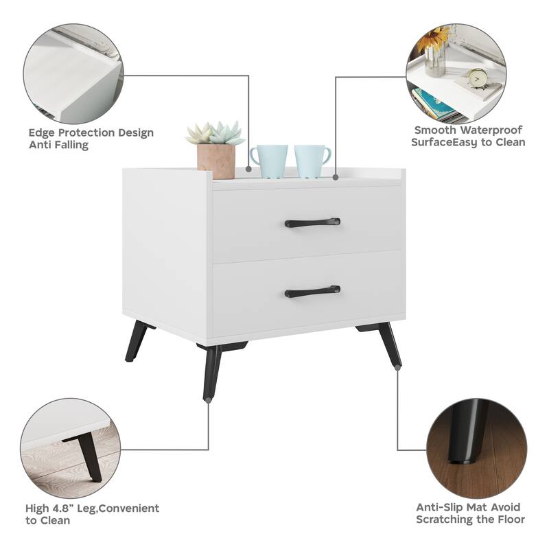 Edge Protection Design 2-Drawer Nightstand