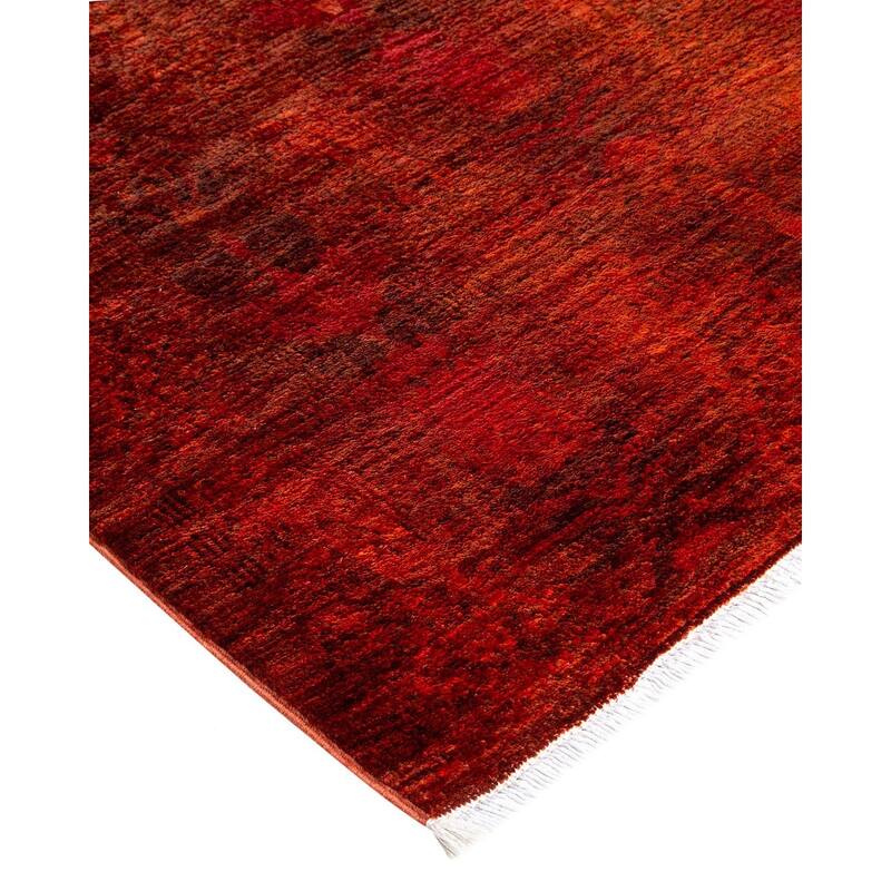 Overton Hand Knotted Wool Vintage Inspired Modern Contemporary Overdyed Orange Area Rug - 7' 10" x 10' 4"