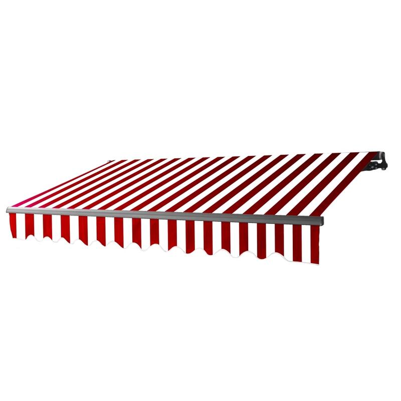 ALEKO Caribbean Motorized Retractable Patio Awning - Black Frame - Red & White Striped - 20 x 10 Feet