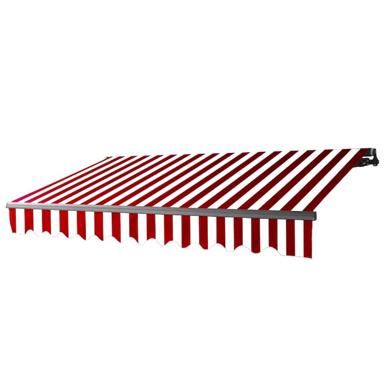 ALEKO Caribbean Motorized Retractable Patio Awning - Black Frame - Red & White Striped - 16 x 10 Feet